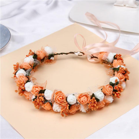 Artificial Rose Wedding Flower Bridesmaid Head Hand Ring-HA00758-Veeddydropshipping