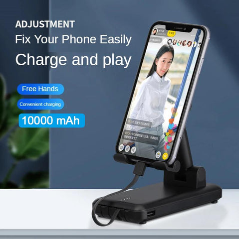 Z89 4in1 Power Bank with Cables Desktop Phone Holder Supports Fast Charging Apple Android TYPE-C 10000mAh Lazy Live Phone Stand-PA00510-Veeddydropshipping