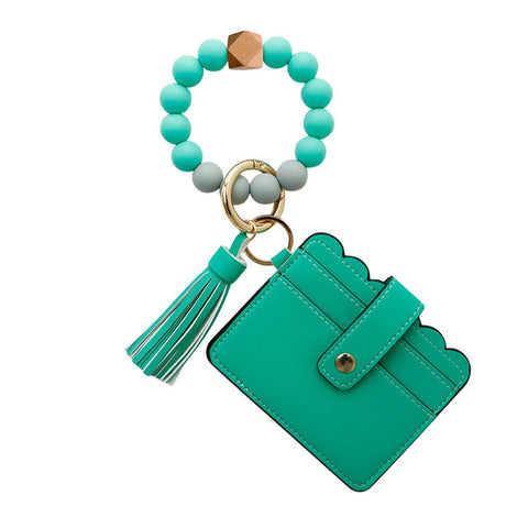 Ring Key Chain with Beaded Bracelet and Card Bag-BS00626-Veeddydropshipping