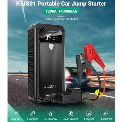 Kroak K-JS01 1200A 14000mAh Portable Car Jump Starter Power Bank-AM00777-Veeddydropshipping