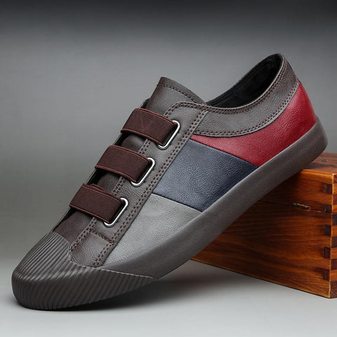 Men Vulcanized Shoes Color Mixed Design Loafers Elastic-BS01432-Veeddydropshipping