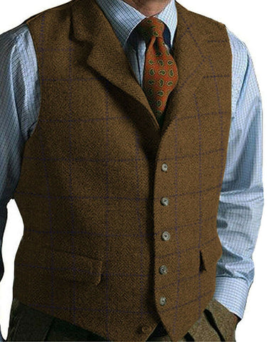 Vest Notched Lapel Solid Color Retro Wool Single-MF01282-Veeddydropshipping