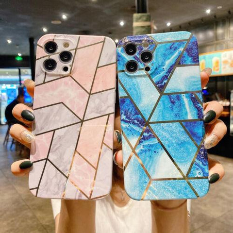 Geometry Marble Soft TPU Case Cover For iPhone 13 12 Pro Max 11 XS XR X 8 7 Plus-PA00123-Veeddydropshipping