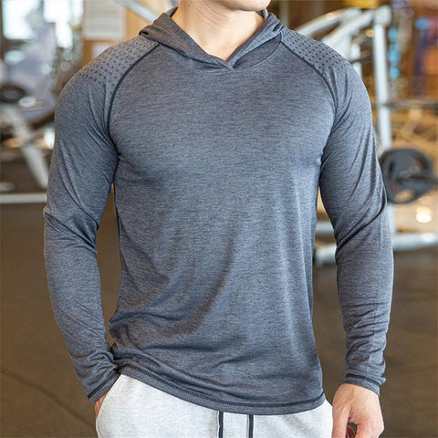 Men's Sports Jacket Hoodies Running Fitness T-Shirts Hooded Quick Dry Breathable -OS00748-Veeddydropshipping