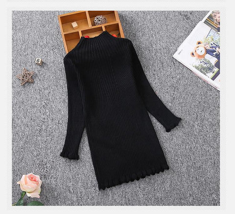 Teens Vestidos Kids Girls Long Sleeve Knit Dress-Veeddydropshipping