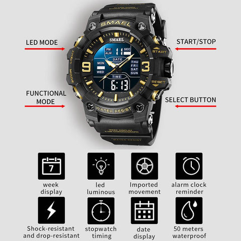 Sport Style Men Digital Watch Shock Military Watches -JW00789-Veeddydropshipping