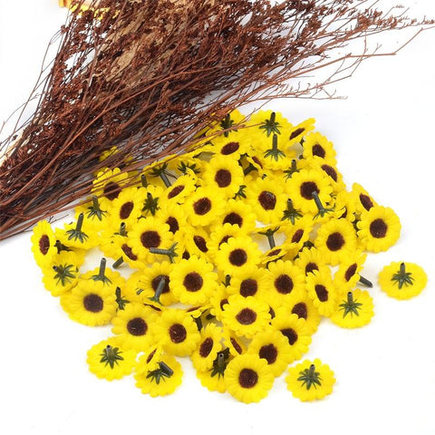 Mini Silk Sunflower Artificial Daisy Flower Head-HA00712-Veeddydropshipping