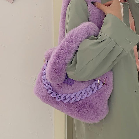 Winter Trend Designer Fashion Small Soft Faux Fur Kawaii Handbags-BS00119-Veeddydropshipping