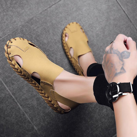 Slippers Male Beach Ankle Shoes Outdoor Hiking Leather-BS01529-Veeddydropshipping