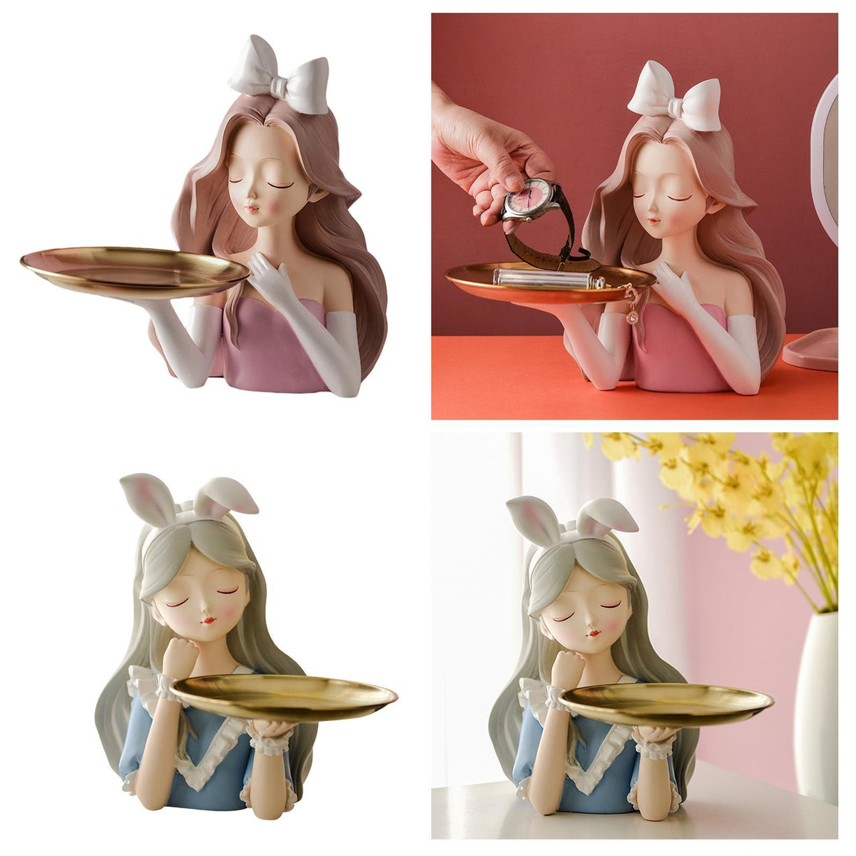 Nordic Girl Statue Candy Storage Tray Figurine Decor-HA00331-Veeddydropshipping