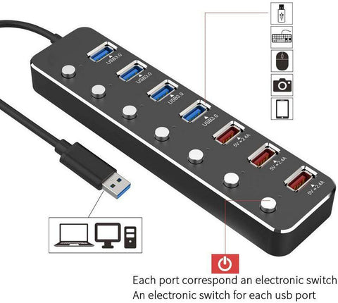 HUB With  Charger Splitter Multiple Expander With Switch-CO00246-Veeddydropshipping