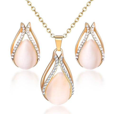 Fashion Gold Plated Opal Jewelry Sets For Woman Cubic Zirconia -JW01341-Veeddydropshipping
