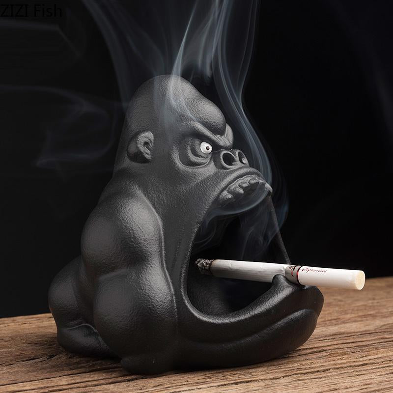 Ceramic Cartoon Animal Ashtray Orangutan-HA00995-Veeddydropshipping