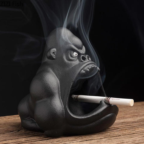 Ceramic Cartoon Animal Ashtray Orangutan-HA00995-Veeddydropshipping