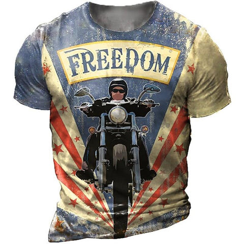 T-shirt For Men Motor Biker 3d Print Vintage Short-MF00185-Veeddydropshipping
