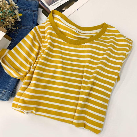 Women Summer Striped T-shirts For Women Clothing-Veeddydropshipping