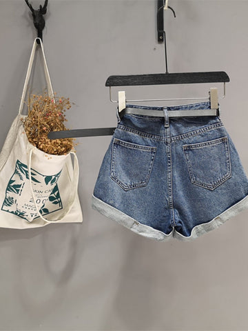 Loose Wide-Leg A- Line Denim Shorts Women-WF00621-Veeddydropshipping