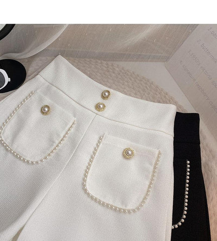Casual High Waist Pocket  Tweed Shorts Women-WF00541-Veeddydropshipping