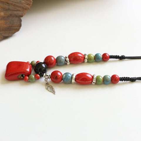 Retro beautiful style Handmade ceramic pendant necklace-JW01241-Veeddydropshipping