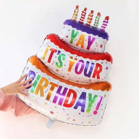 Colored Candles Three-layer Cake Aluminum Film Balloons-HA00603-Veeddydropshipping