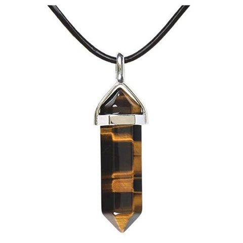Hexagonal Pointed Stone Pendant Necklace Pendants-JW01206-Veeddydropshipping