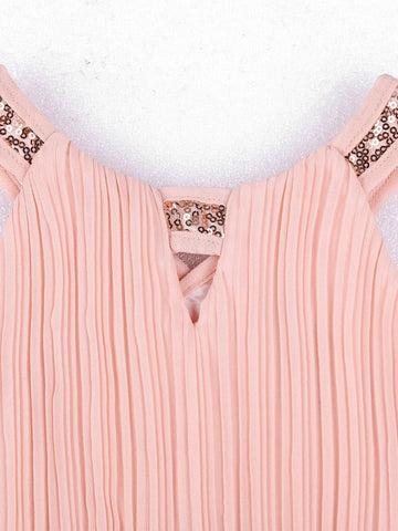 Kids Girls Shiny Sequin Chiffon Dress Sleeveless Cut-out Floor Length Party-TB00851-Veeddydropshipping