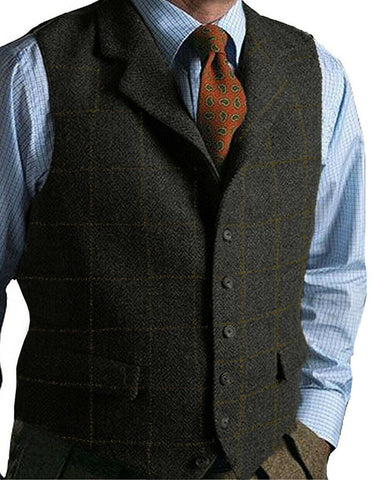 Vest Notched Lapel Solid Color Retro Wool Single-MF01282-Veeddydropshipping