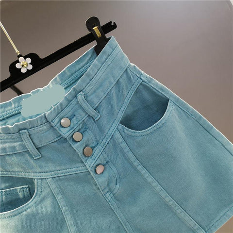 High Waist Denim Shorts Women Loose Wide Leg Jeans-WF00497-Veeddydropshipping