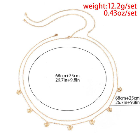 Gold Plate  Sexy Double Thin Chain Women Waist Chain  Body Jewelry-JW01371-Veeddydropshipping