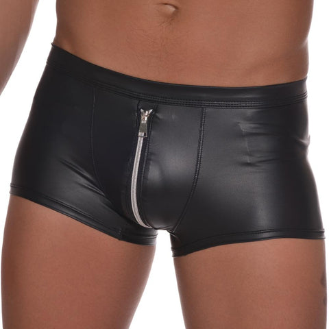 Leather Zipper Boxers Underpants Male Comfortable High Quality-MF01417-Veeddydropshipping