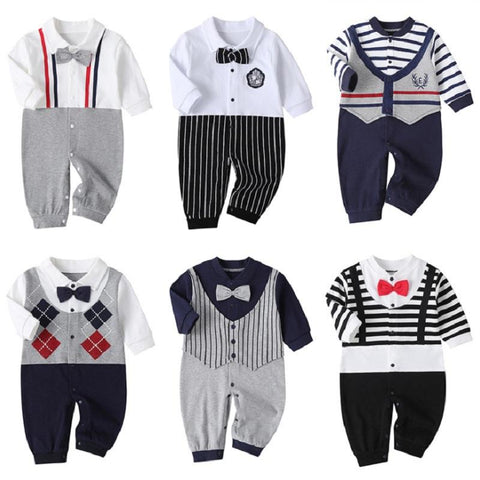 Newborn Baby Boy Girl Romper 2021 Fall Long Sleeves Bowtie-Veeddydropshipping-1