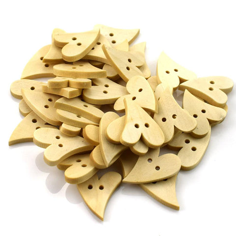Wooden Buttons Heart Shape Sewing Accessories-HA00163-Veeddydropshipping