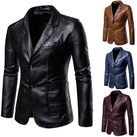 small suit men&#39;s lapel leather jacket-MF01364-Veeddydropshipping