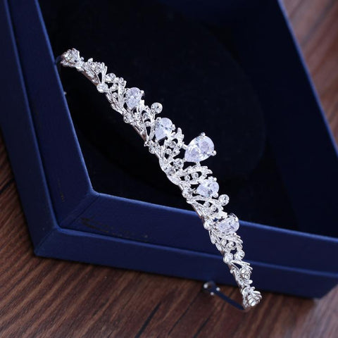 Zircon Bridal Headpiece  Wedding Crown Hair Accessories -JW00523-Veeddydropshipping