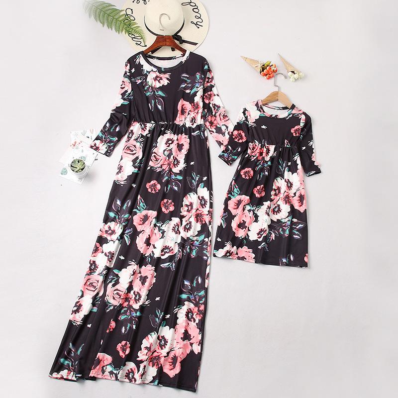 Long Sleeve Maxi Fashion Floral Dress-WF00151-Veeddydropshipping