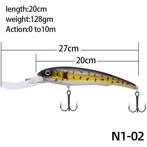 20cm 128g Wobbler Minnow Fishing Lures Crankbait Big Fish Hard Bait Pesca -OS00428-Veeddydropshipping