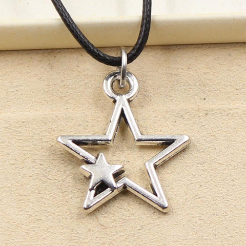 New Fashion Tibetan Hollow Double Star Pendant NecklacN-JW01275-Veeddydropshipping