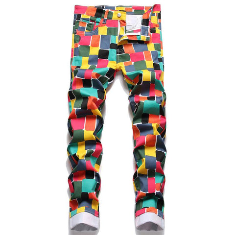 Spring Print Brand Jeans Men&#39;s Straight Moto-MF00559-Veeddydropshipping