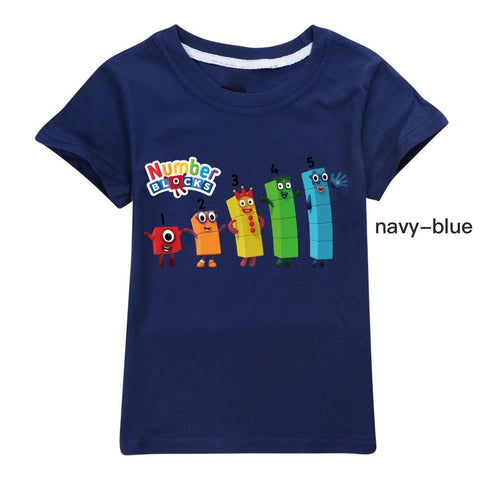 Children Cute Number Blocks Clothes Kids Summer Fashion T-shirt Baby-TB01171-Veeddydropshipping