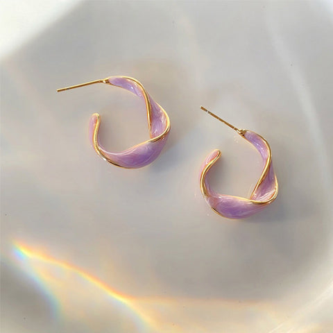 Fashion Lavender Purple Earrings for Woman Gold color Twisted -JW01417-Veeddydropshipping