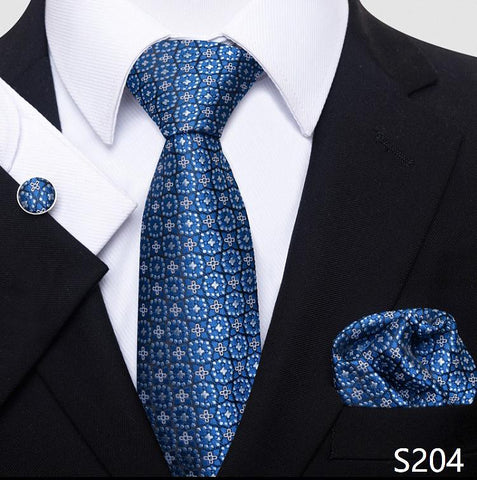 Many Color Classic Red Silk Tie Pocket Squares Cufflink Set Men-JW01302-Veeddydropshipping