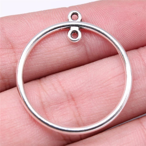 Circle Earrings Connector Charms Antique Silver Color Jewelry Findings-JW01617-Veeddydropshipping
