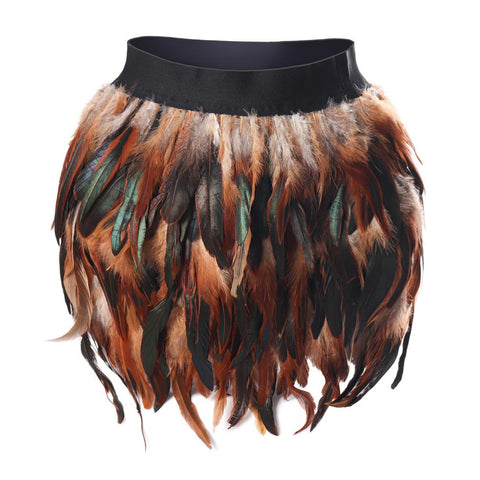 Women Sexy Lingerie Gothic Belt Feather Skirt-WF00380-Veeddydropshipping