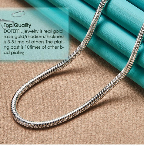 925 Sterling Silver Inch Snake Chain Bracelet Necklace Sets -JW00195-Veeddydropshipping