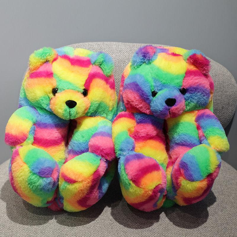 winter velvet Keep warm women shoes Striped Teddy Bear-BS01163-Veeddydropshipping