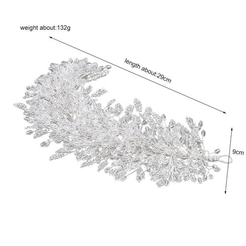 white crystal handmade beaded rhinestone bridal crown  -JW00465-Veeddydropshipping
