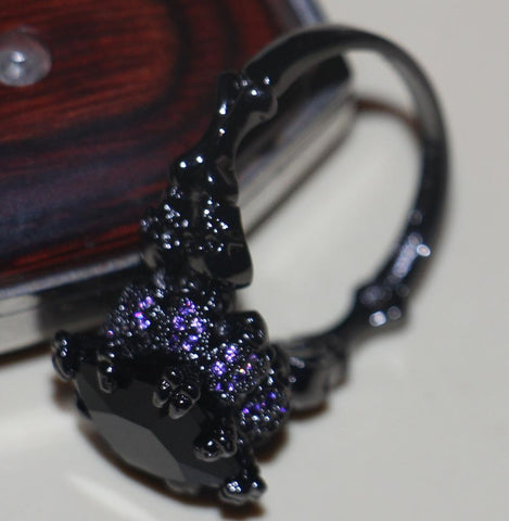 Vintage Jewelry Black Gold Filled black Cubic Zirconia rings -JW00429-Veeddydropshipping