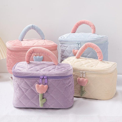 Bag Set Zipper Large Soft Corduroy Cosmetic Bag Female Travel-BS00546-Veeddydropshipping