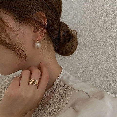 Korean Cute Pearl Drop Earrings  LuxuryU Shape Dangle  Earrings -JW00283-Veeddydropshipping