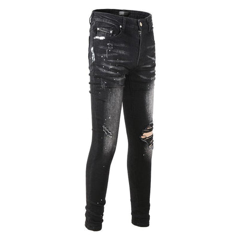 Fashion Style Slim Fit Painted Cut The Knee-MF00664-Veeddydropshipping